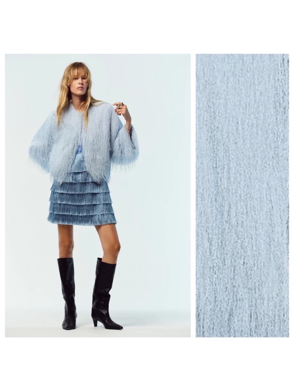 NWT  Zara - Fashion Blue Fringe jacket sz small